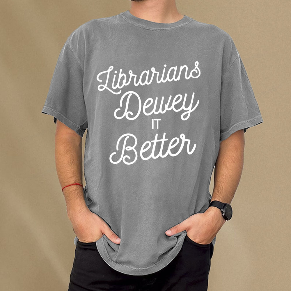Pagewings Librarians Dewey it Better Unisex Washed T-shirt