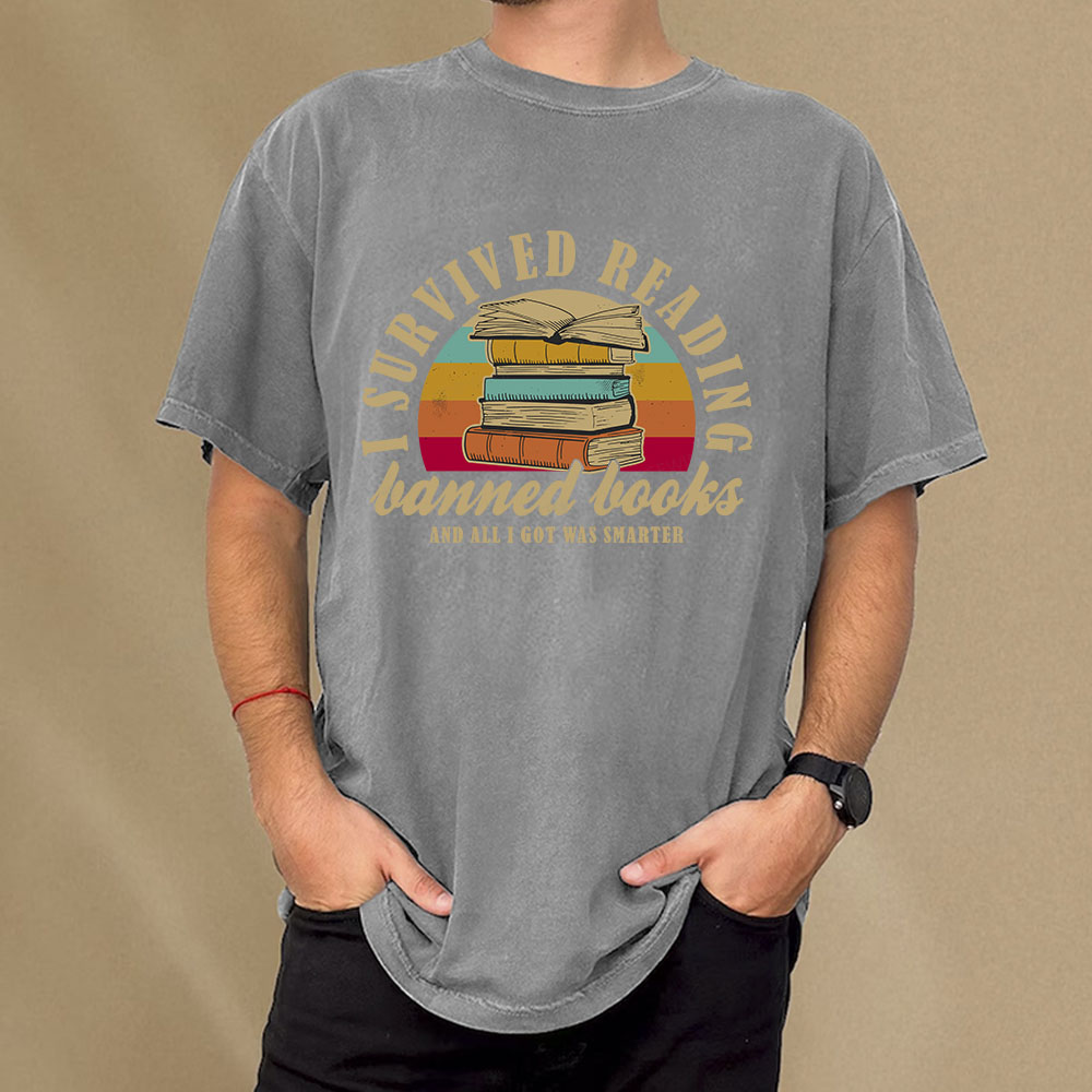 Pagewings I Survived Reading Banned Books Unisex Washed T-shirt