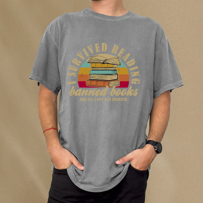 Pagewings I Survived Reading Banned Books Unisex Washed T-shirt
