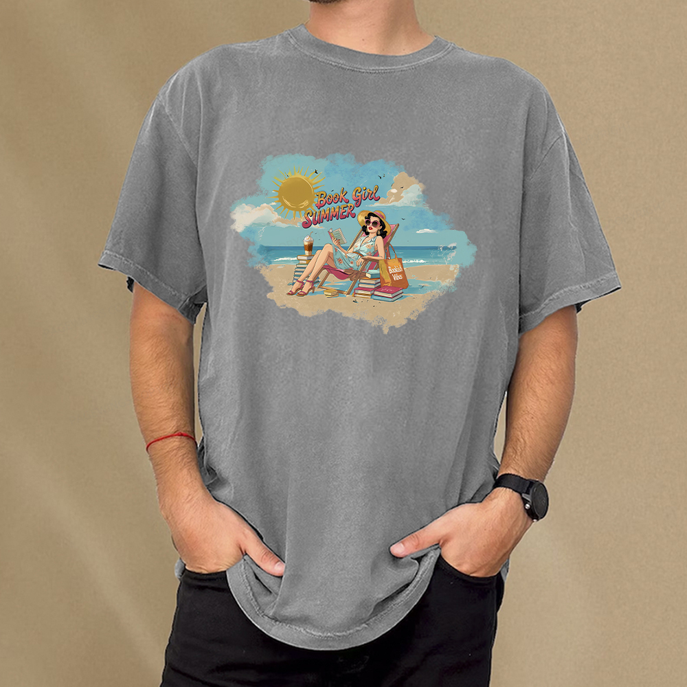 Pagewings Book Girl Summer Edition Essential Unisex Washed T-shirt
