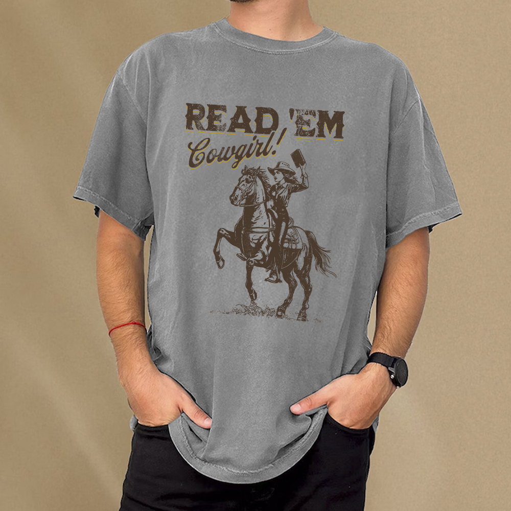 Pagewings Bookish Cowgirl Unisex Washed T-shirt