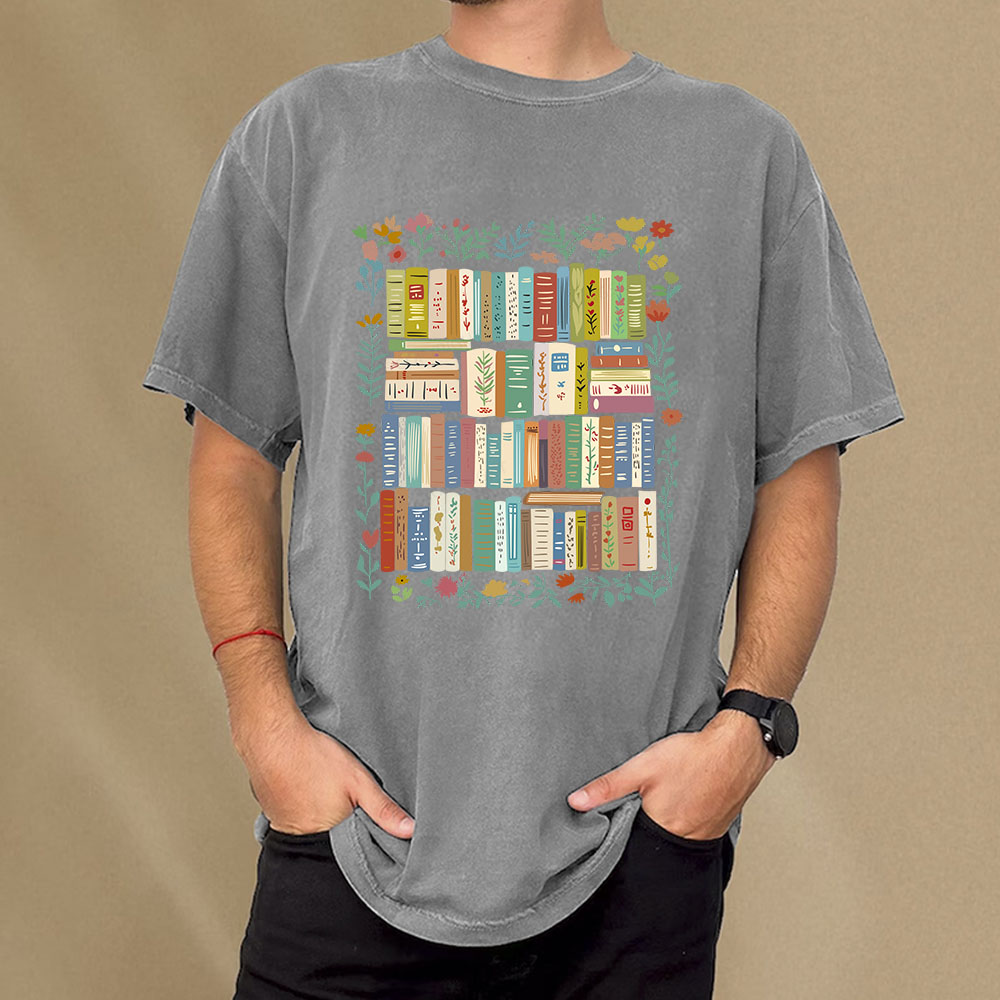 Pagewings Vintage Library Unisex Washed T-shirt