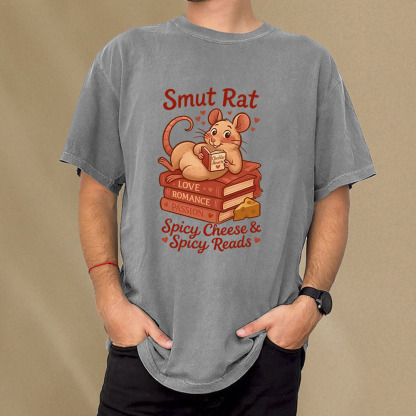 Pagewings Smut Rat Spicy Cheese Spicy Reads Unisex Washed T-shirt