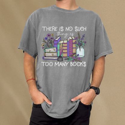 Pagewings No Such Thing as Too Many Books Unisex Washed T-shirt