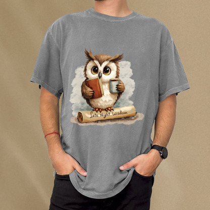 Pagewings Late Night Wisdom Unisex Washed T-shirt
