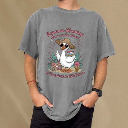 Pagewings Summer Reading Goose On The Loose Unisex Washed T-shirt