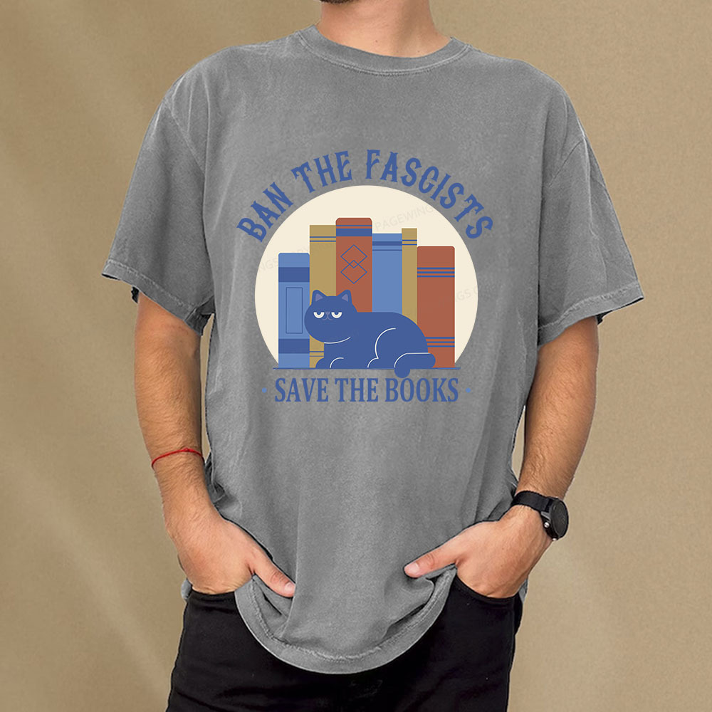 Pagewings Ban The Fascists Save The Books Unisex Washed T-shirt
