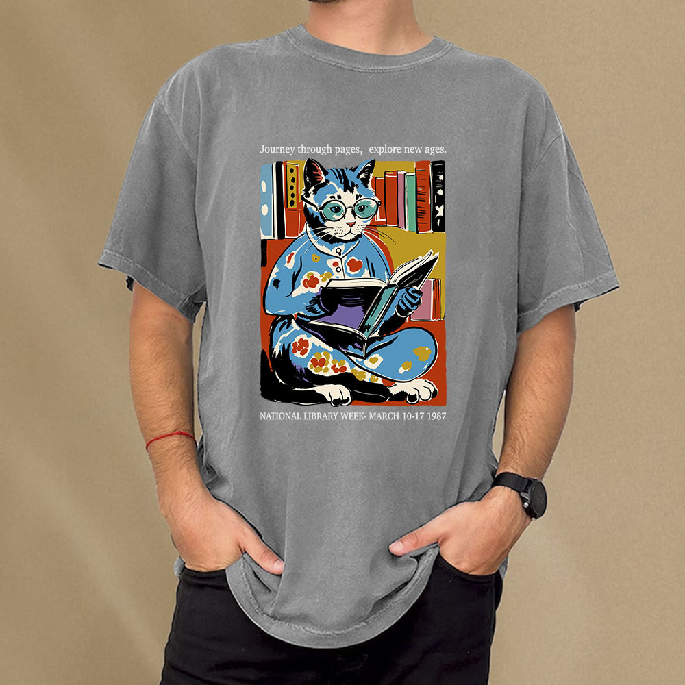 Pagewings 1987 National Library Week Poster Unisex Washed T-shirt