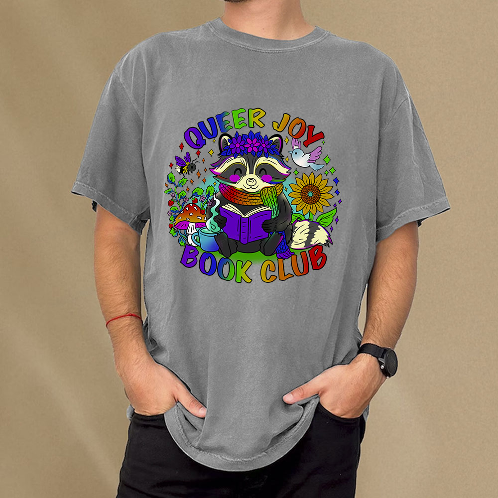Pagewings Queer Joy Book Club Unisex Washed T-shirt