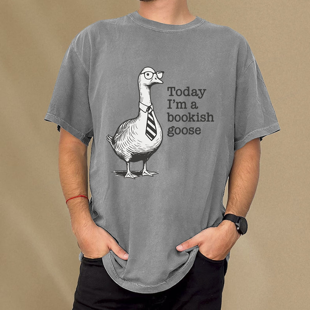 Pagewings Today I'm A Bookish Goose Unisex Washed T-shirt