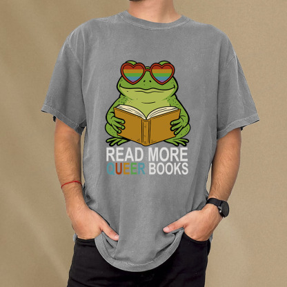Pagewings Read More Queer Books Unisex Washed T-shirt