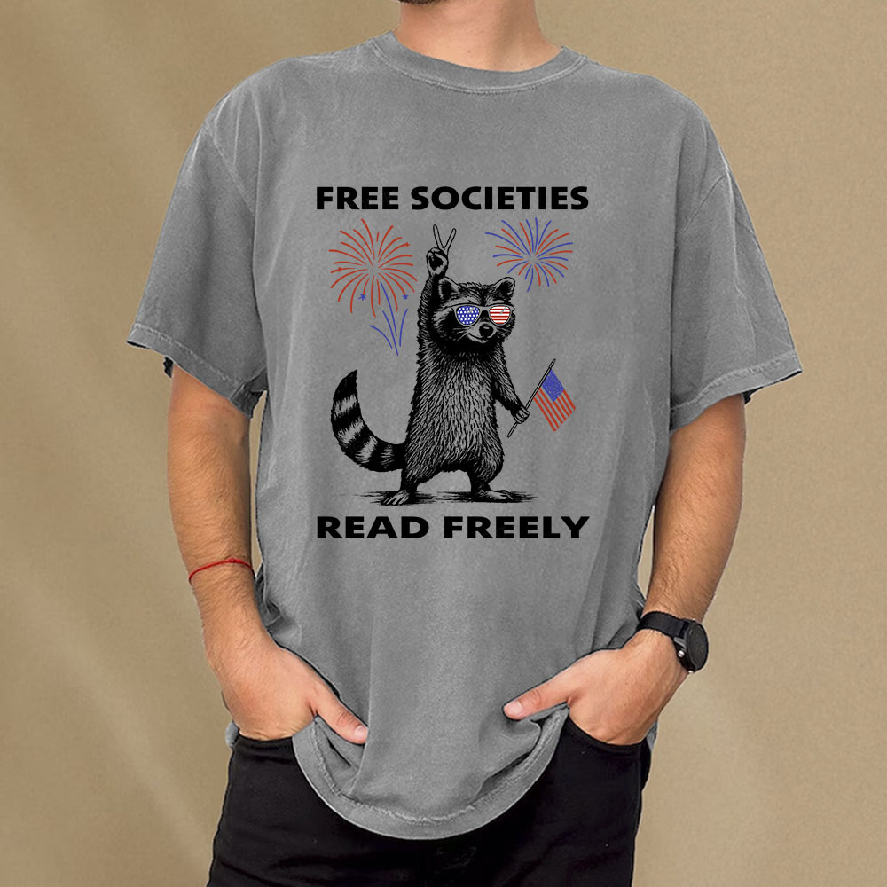 Pagewings Free Societies Read Freely Unisex Washed T-shirt