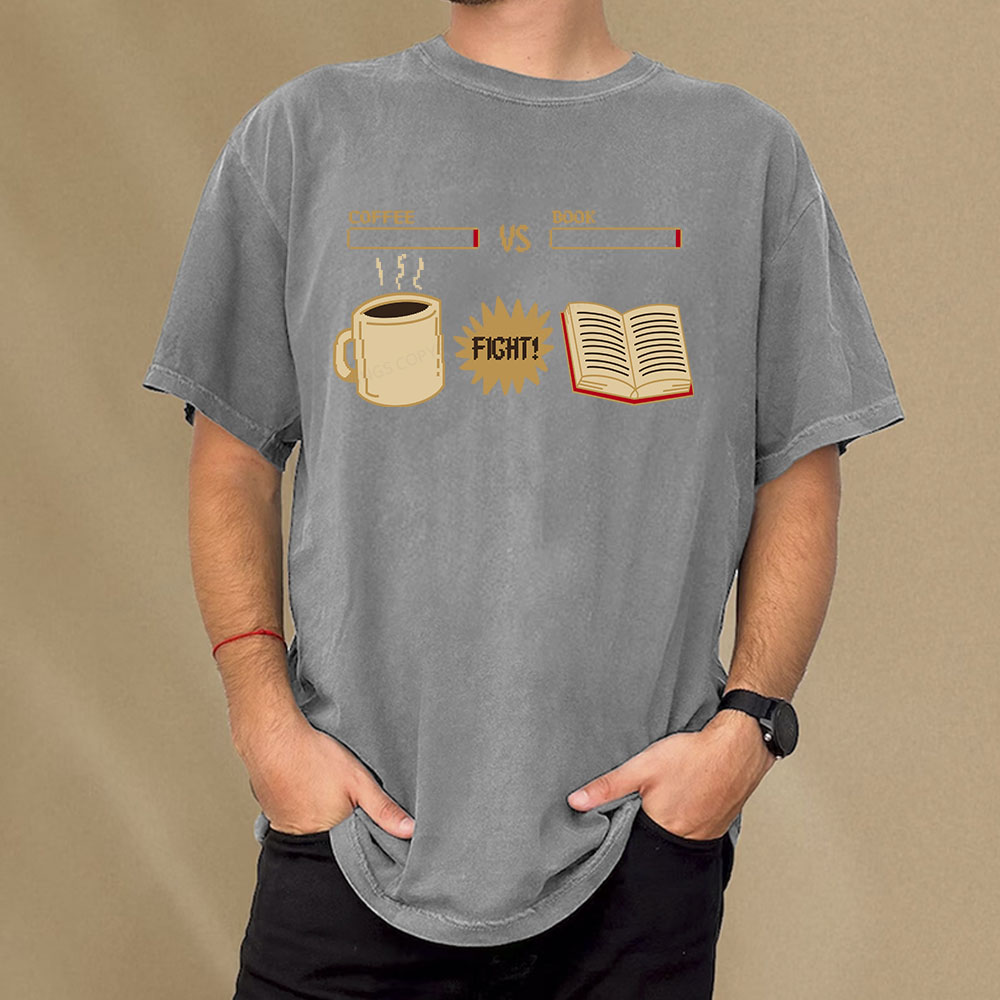 Pagewings Coffee Vs Book Unisex Washed T-shirt