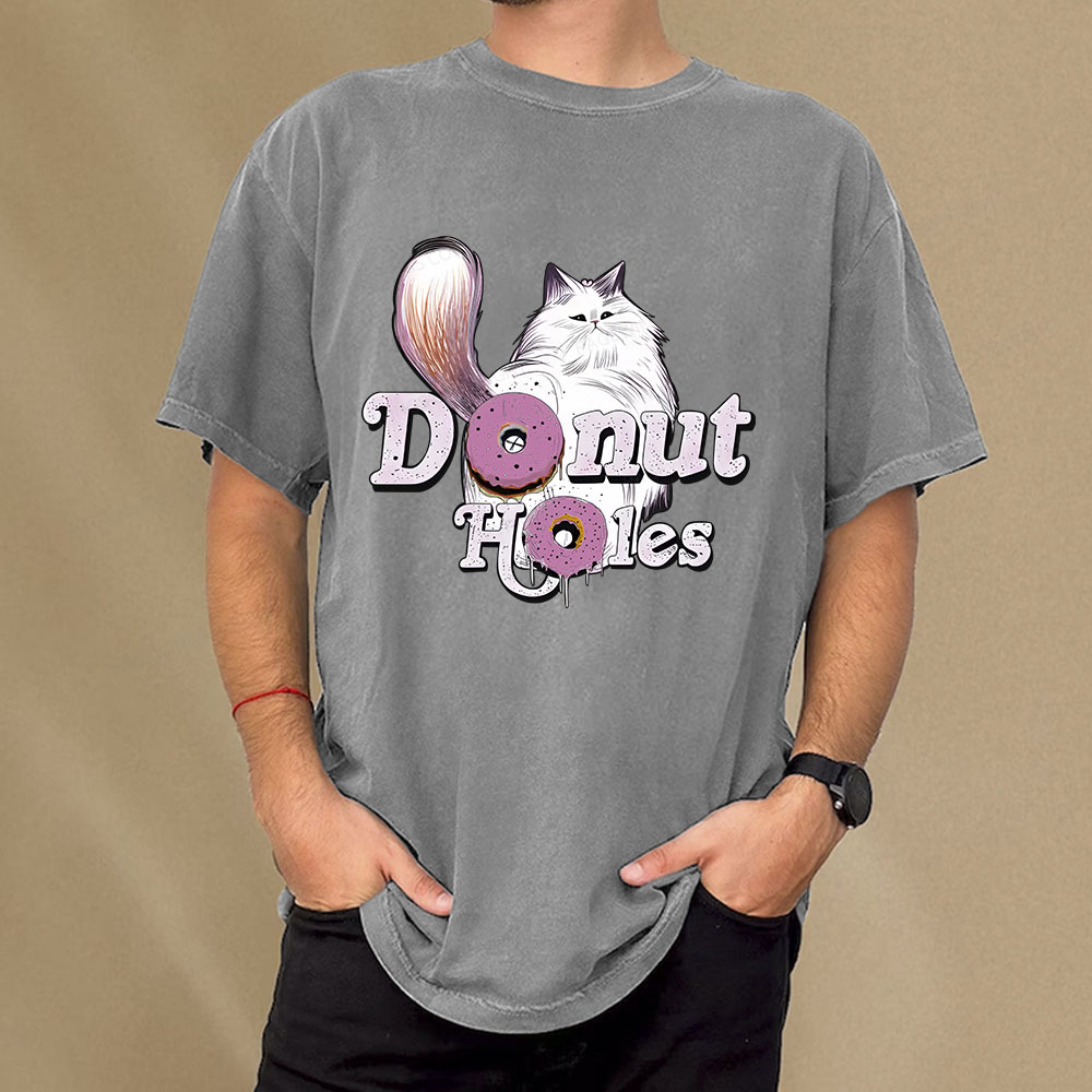 Pagewings Donut Cat Bookish Unisex Washed T-shirt