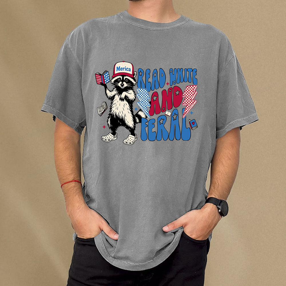 Pagewings 4th of July Raccoon Unisex Washed T-shirt