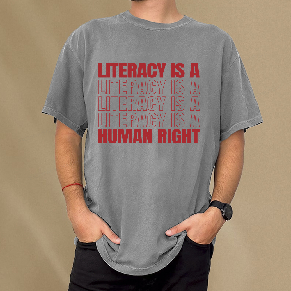 Pagewings Literacy Is A Human Right Unisex Washed T-shirt