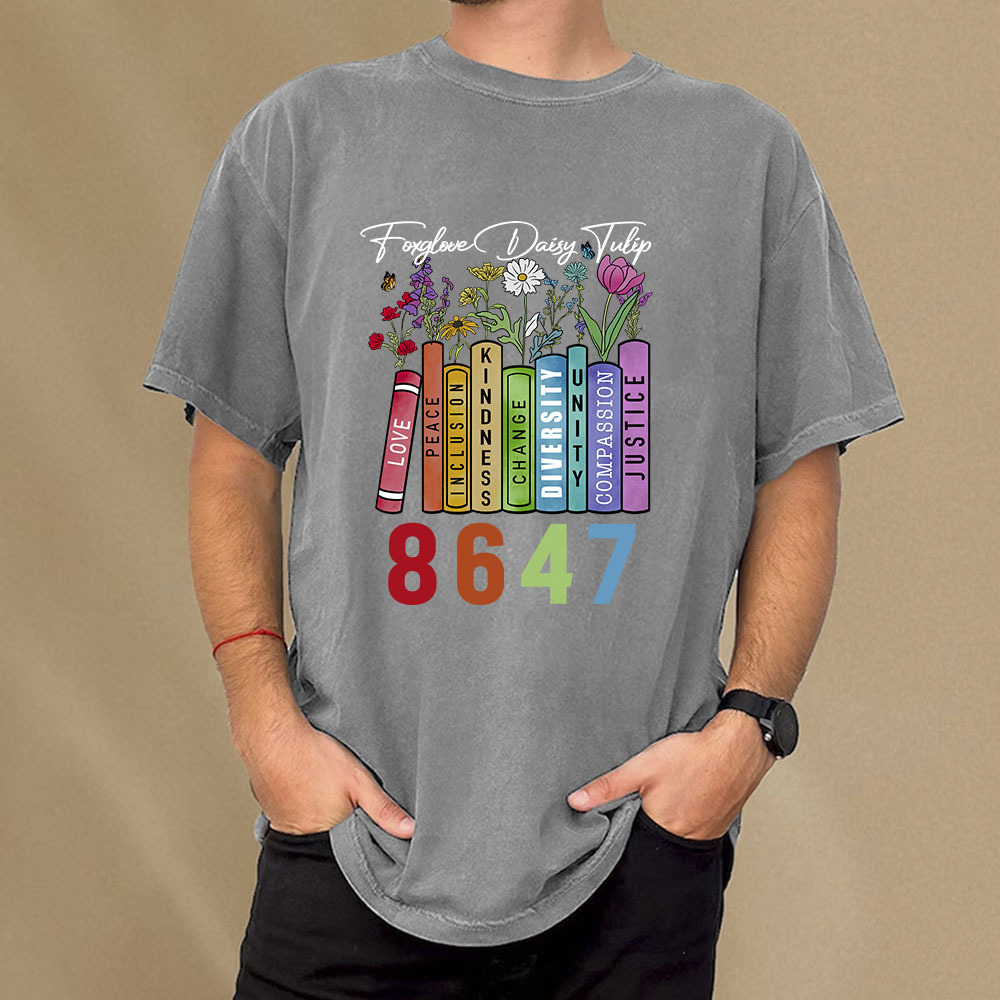 Pagewings Foxglove Daisy Tulip 8647 Unisex Washed T-shirt