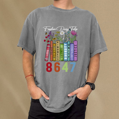 Pagewings Foxglove Daisy Tulip 8647 Unisex Washed T-shirt