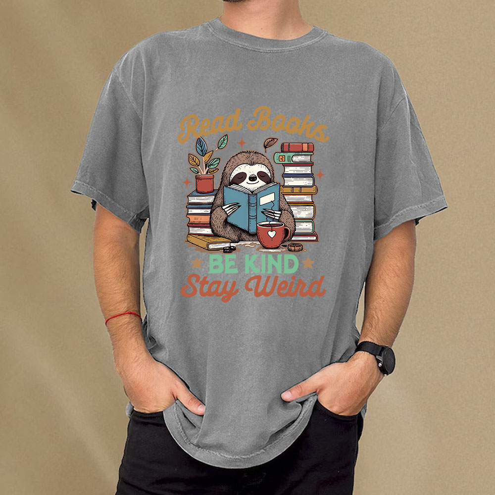 Pagewings Bookish Read Books Be Kind Stays Weird Unisex Washed T-shirt