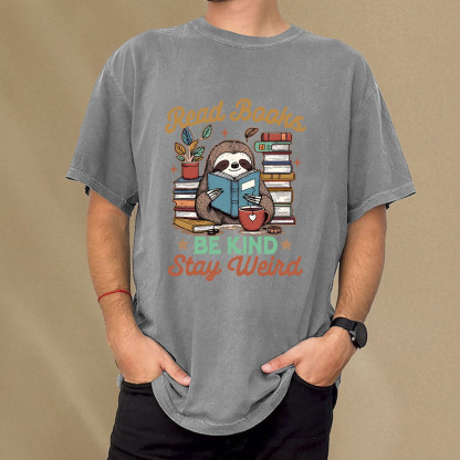 Pagewings Bookish Read Books Be Kind Stays Weird Unisex Washed T-shirt