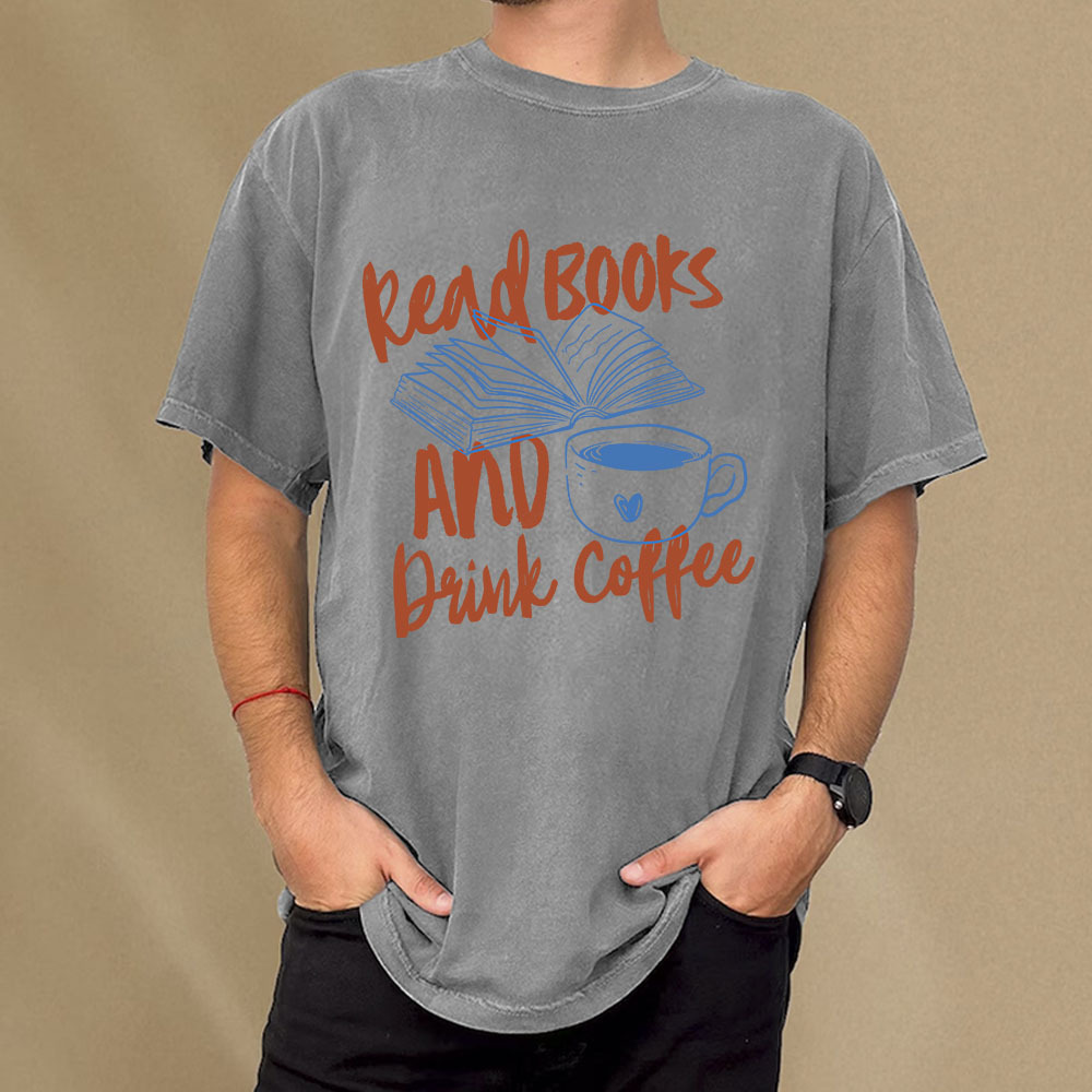 Pagewings Read Books And Drink Coffee Bookish Unisex Washed T-shirt