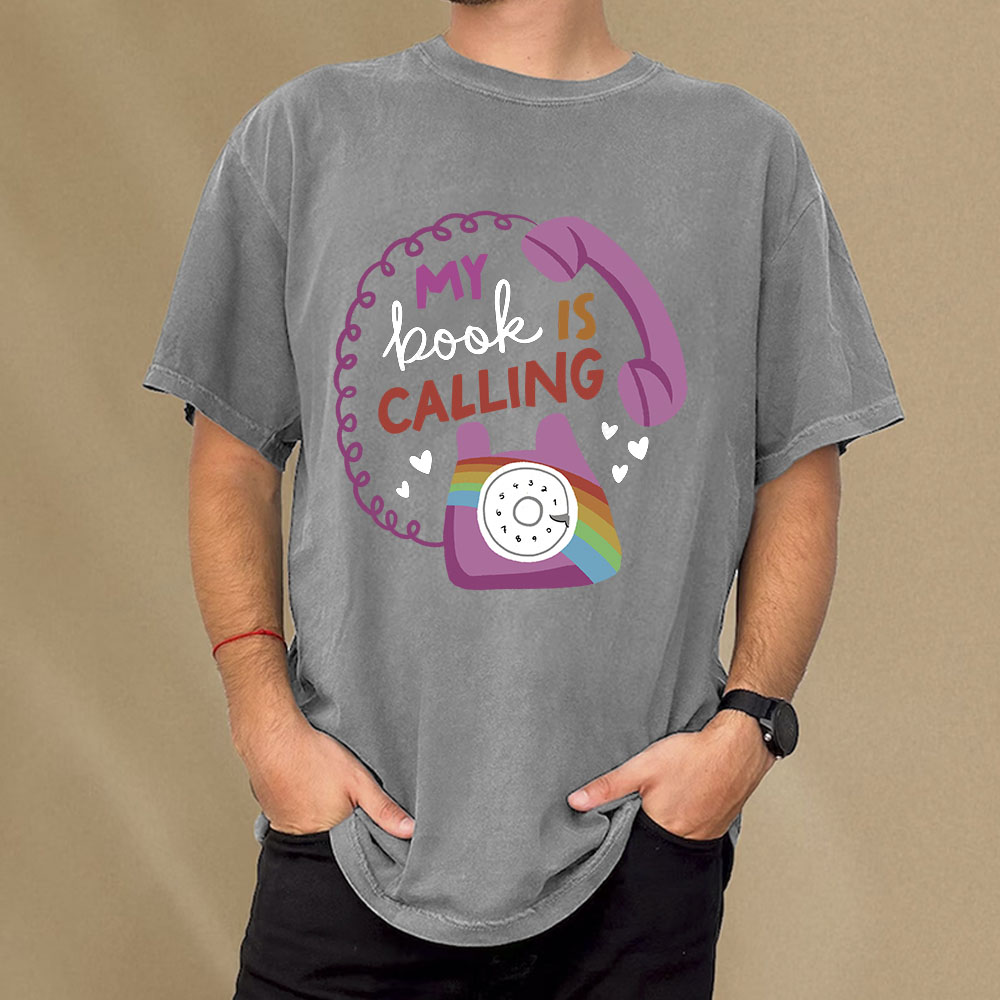 Pagewings My Book is Calling Unisex Washed T-shirt