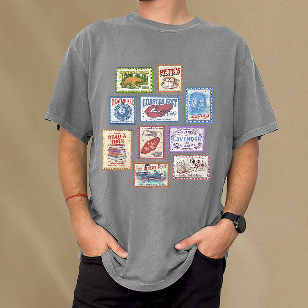 Pagewings Books Stamp Beach Read Unisex Washed T-shirt