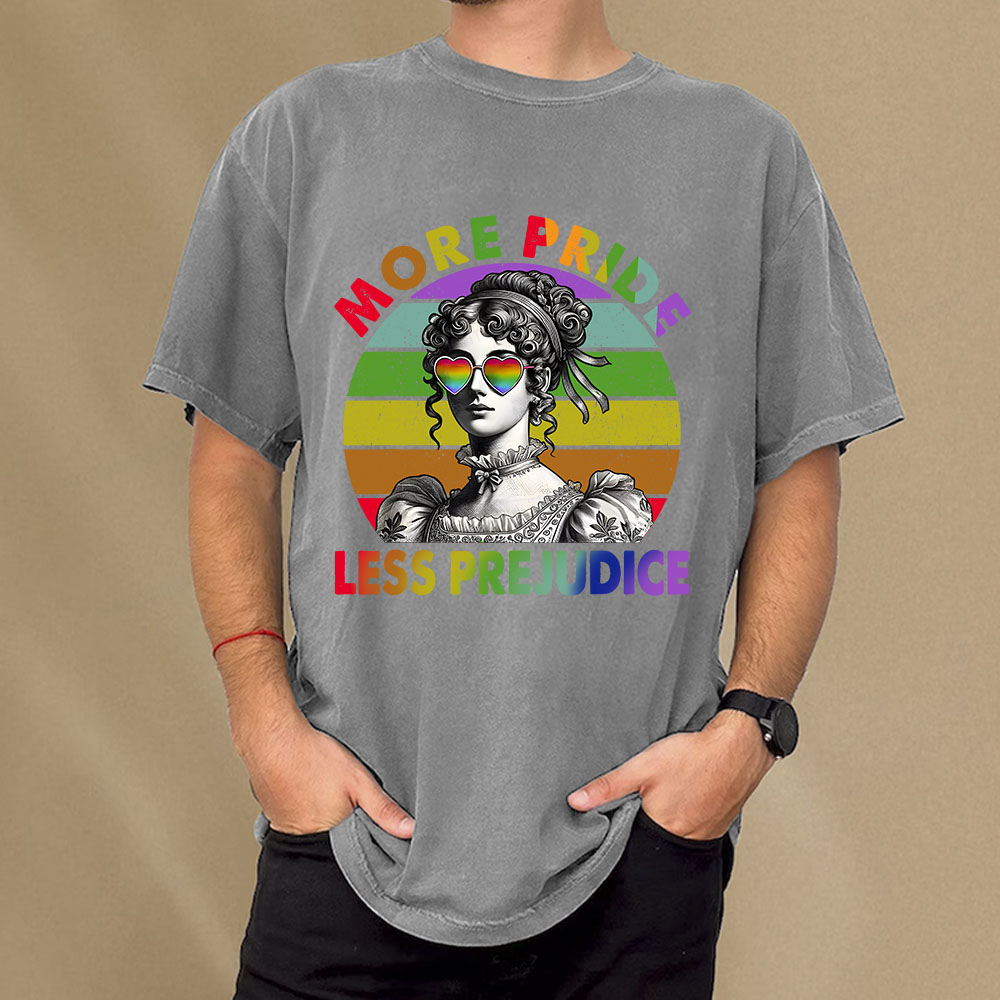 Pagewings More Pride Less Prejudice Pride Month Unisex Washed T-shirt