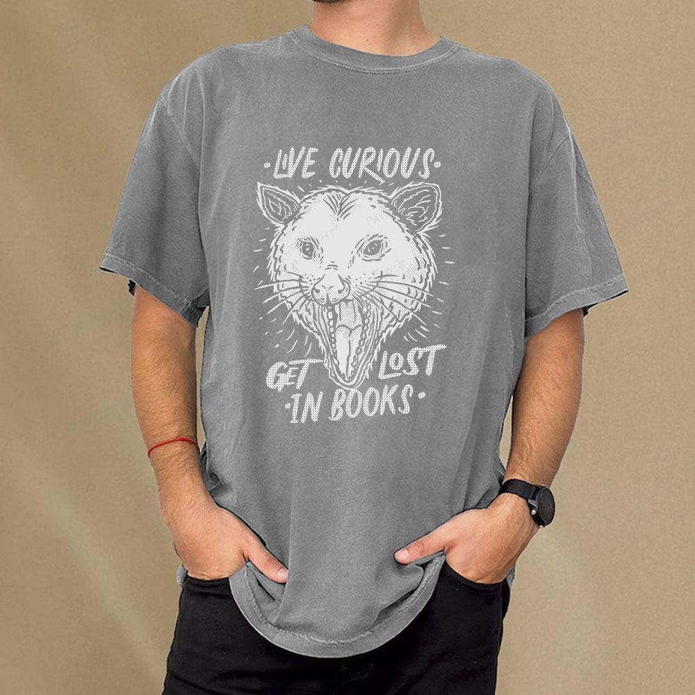 Pagewings Live Curious, Get Lost In Books Unisex Washed T-shirt
