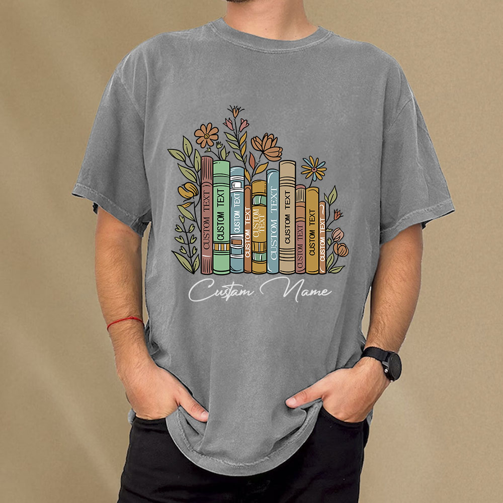 Pagewings Personalized Librarian Bookworm Unisex Washed T-shirt