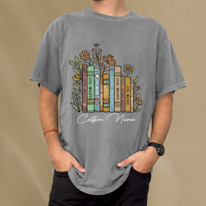 Pagewings Personalized Librarian Bookworm Unisex Washed T-shirt