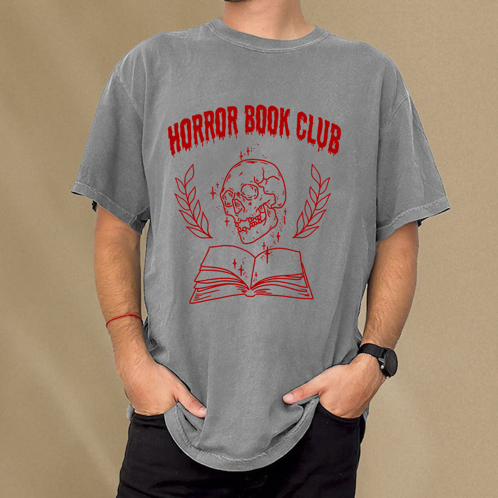 Pagewings Horror Book Club Unisex Washed T-shirt