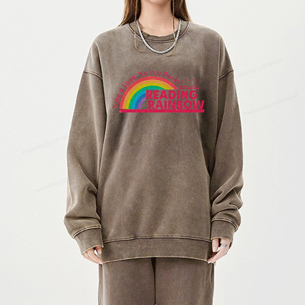 Pagewings Reading Rainbow Unisex Washed Sweatshirt