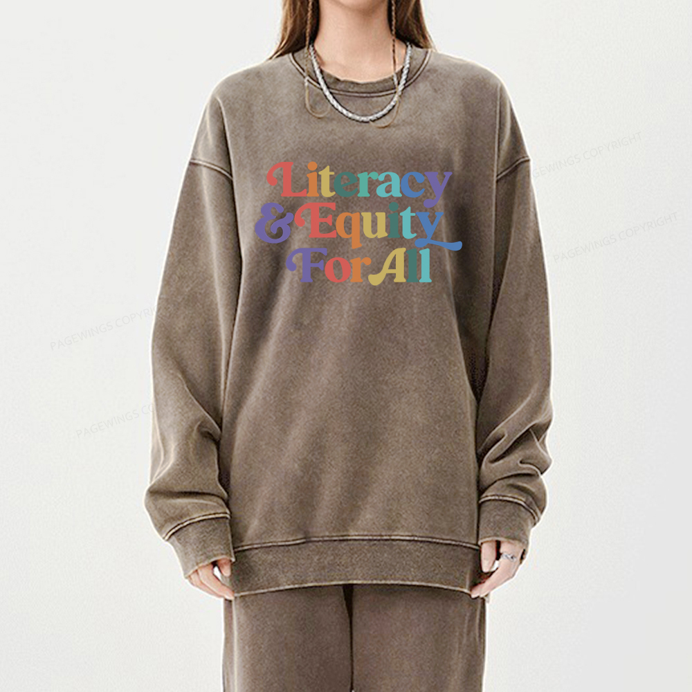 Pagewings Literacy & Equity For All Unisex Washed Sweatshirt