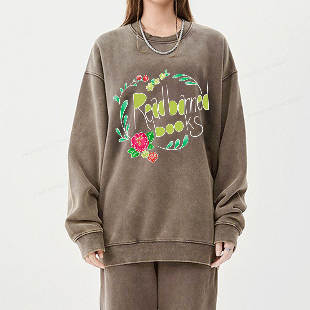 Pagewings Read Banned Books Unisex Washed Sweatshirt