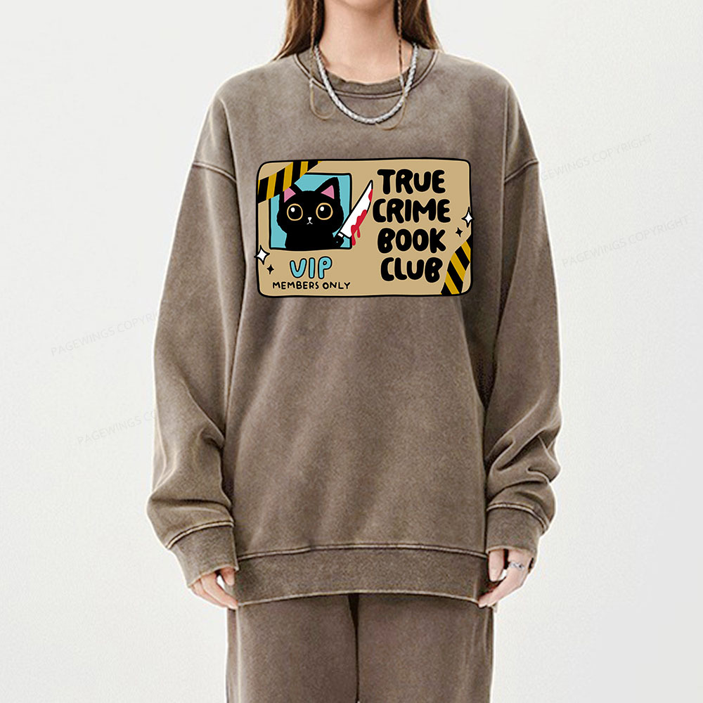 Pagewings True Crime Book Club Unisex Washed Sweatshirt