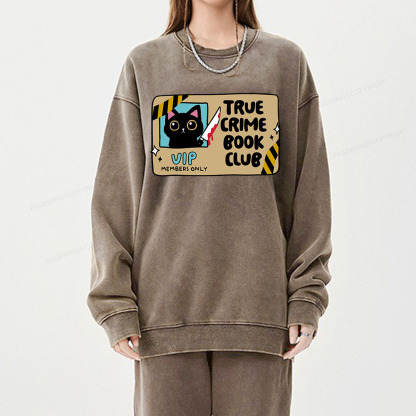 Pagewings True Crime Book Club Unisex Washed Sweatshirt