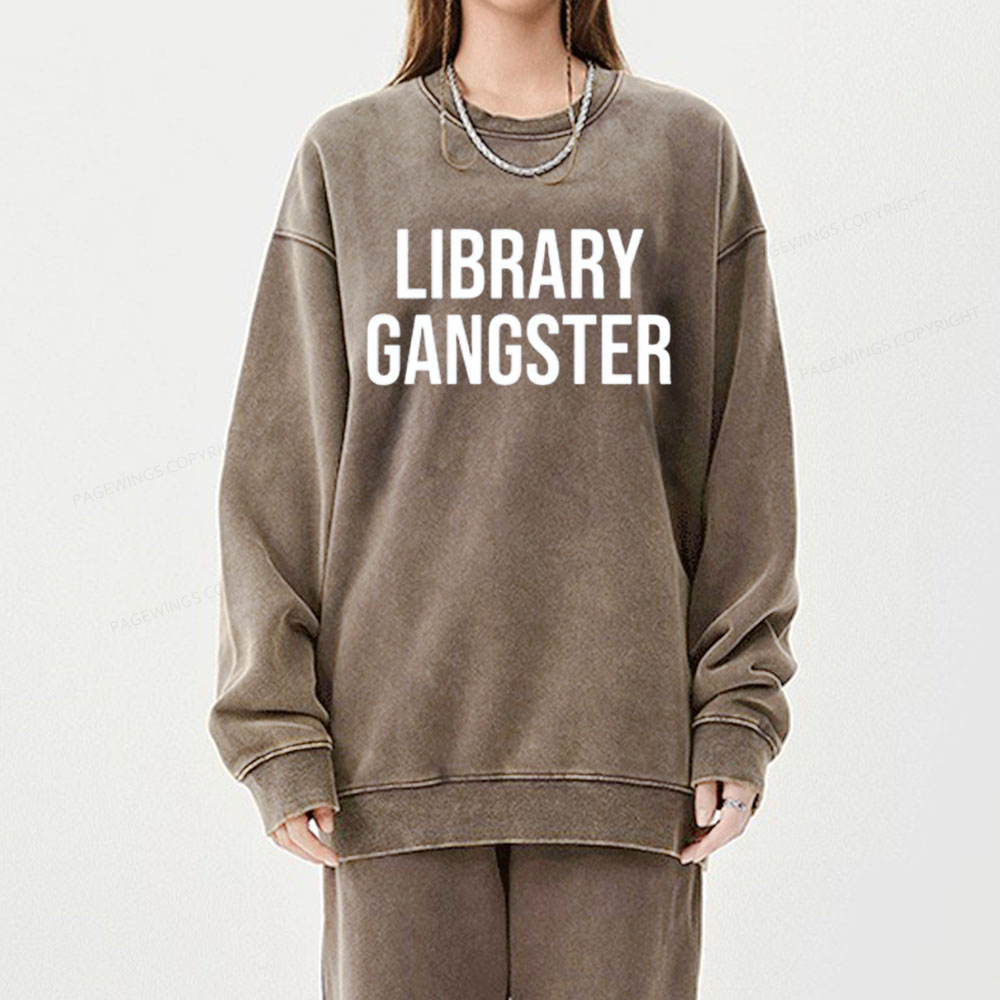 Pagewings Library Gangster Unisex Washed Sweatshirt