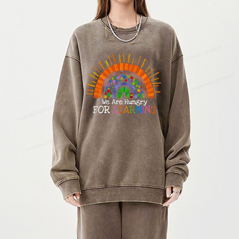 Pagewings We Are Hungry For Learning Unisex Washed Sweatshirt