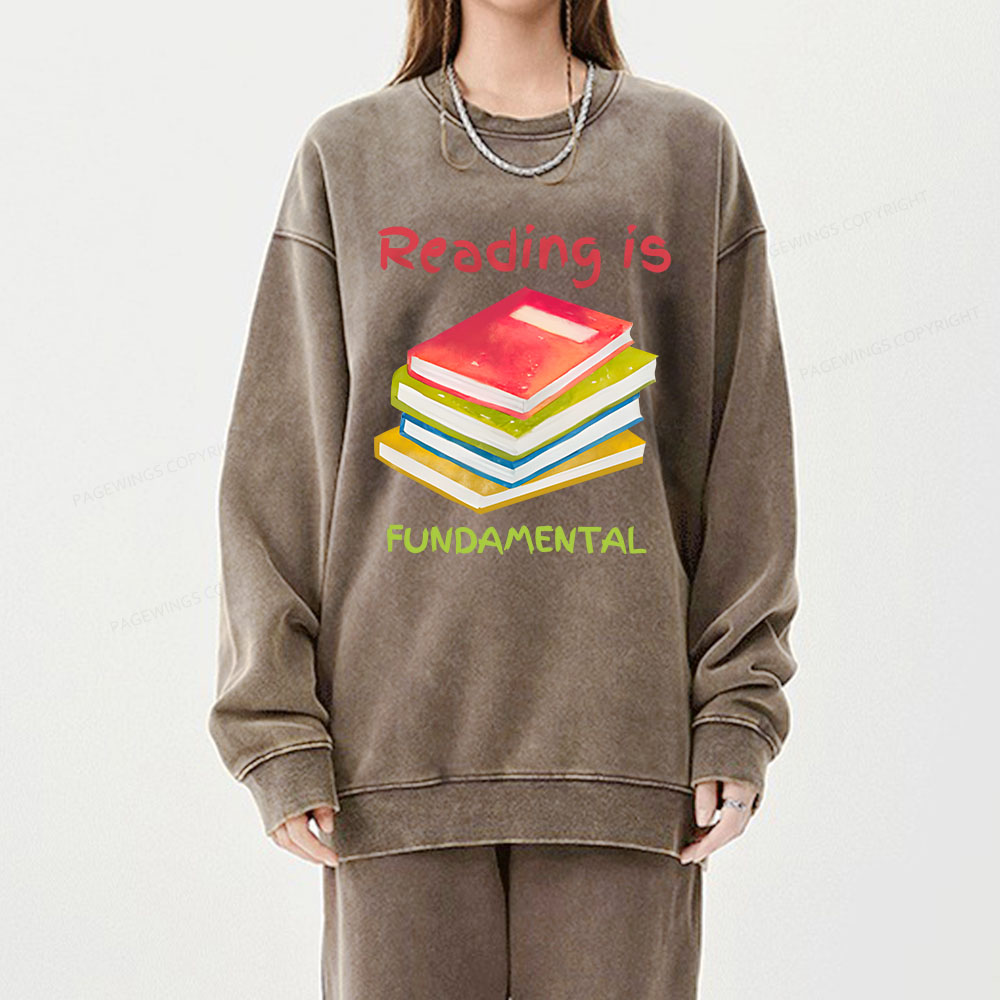 Pagewings Reading is Fundamental Unisex Washed Sweatshirt