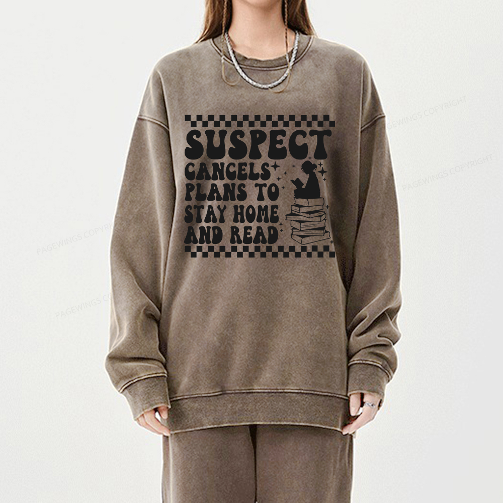 Pagewings Cancels Plans To Stay Home And Read Unisex Washed Sweatshirt