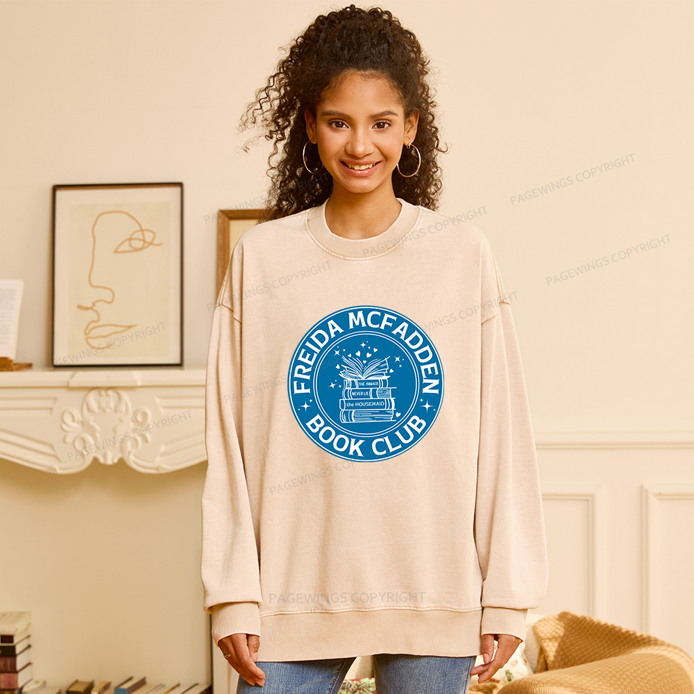 Pagewings Freida McFadden Book Club Unisex Washed Sweatshirt