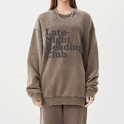 Pagewings Late-Night Reading Club Unisex Washed Sweatshirt