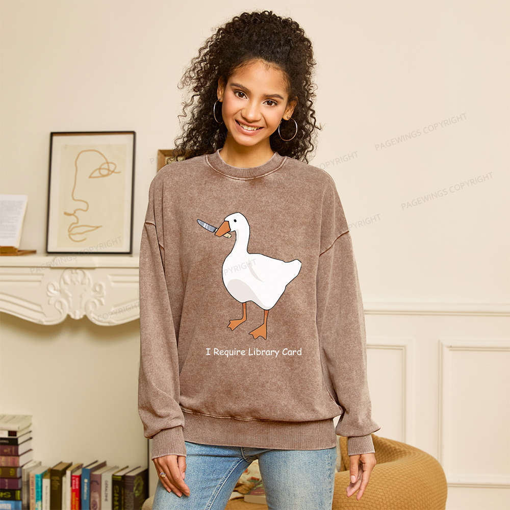 Pagewings I Require Library Card Unisex Washed Sweatshirt