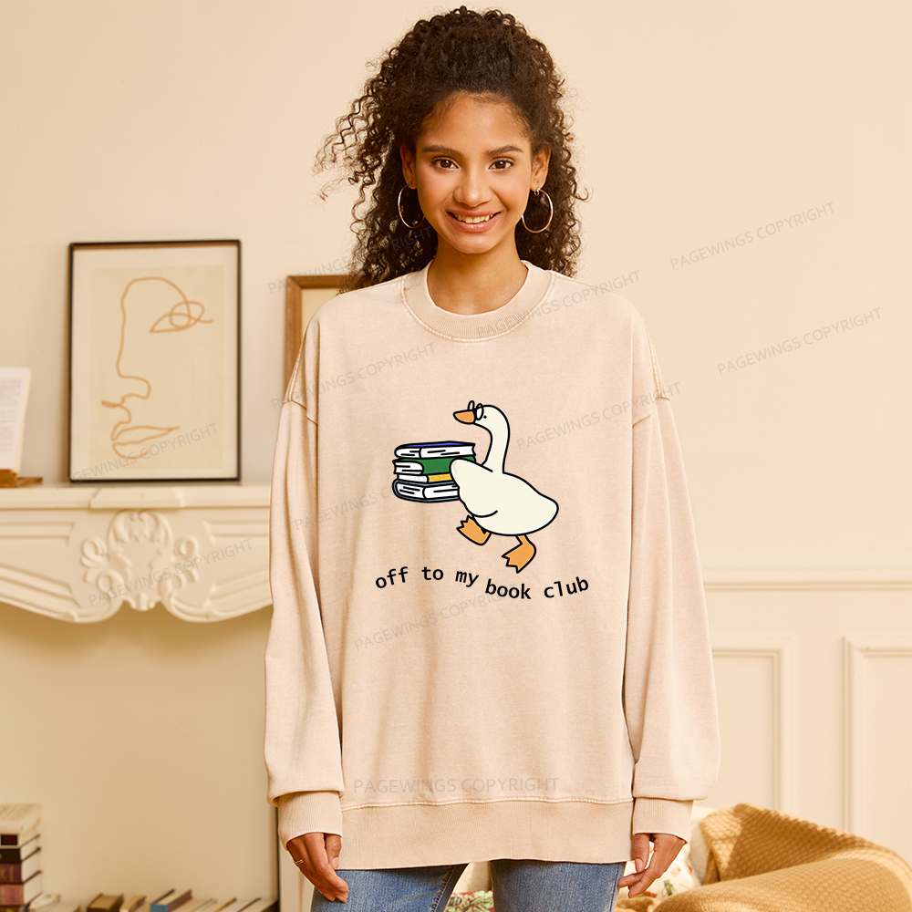 Pagewings Goose Book Club Unisex Washed Sweatshirt
