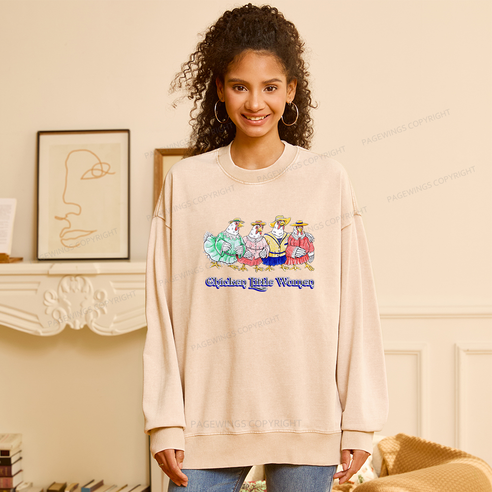 Pagewings Chicken Unisex Washed Sweatshirt