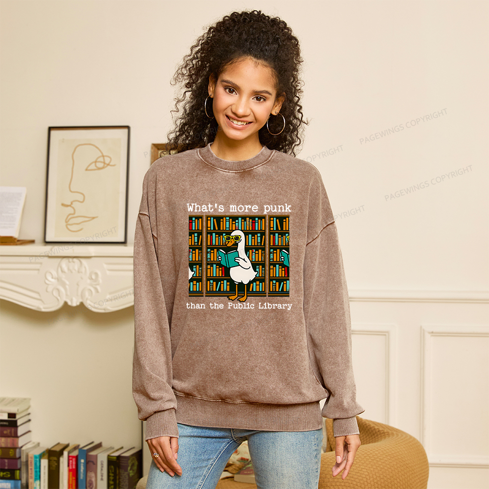 Pagewings What’s More Punk Than the Public Library Unisex Washed Sweatshirt