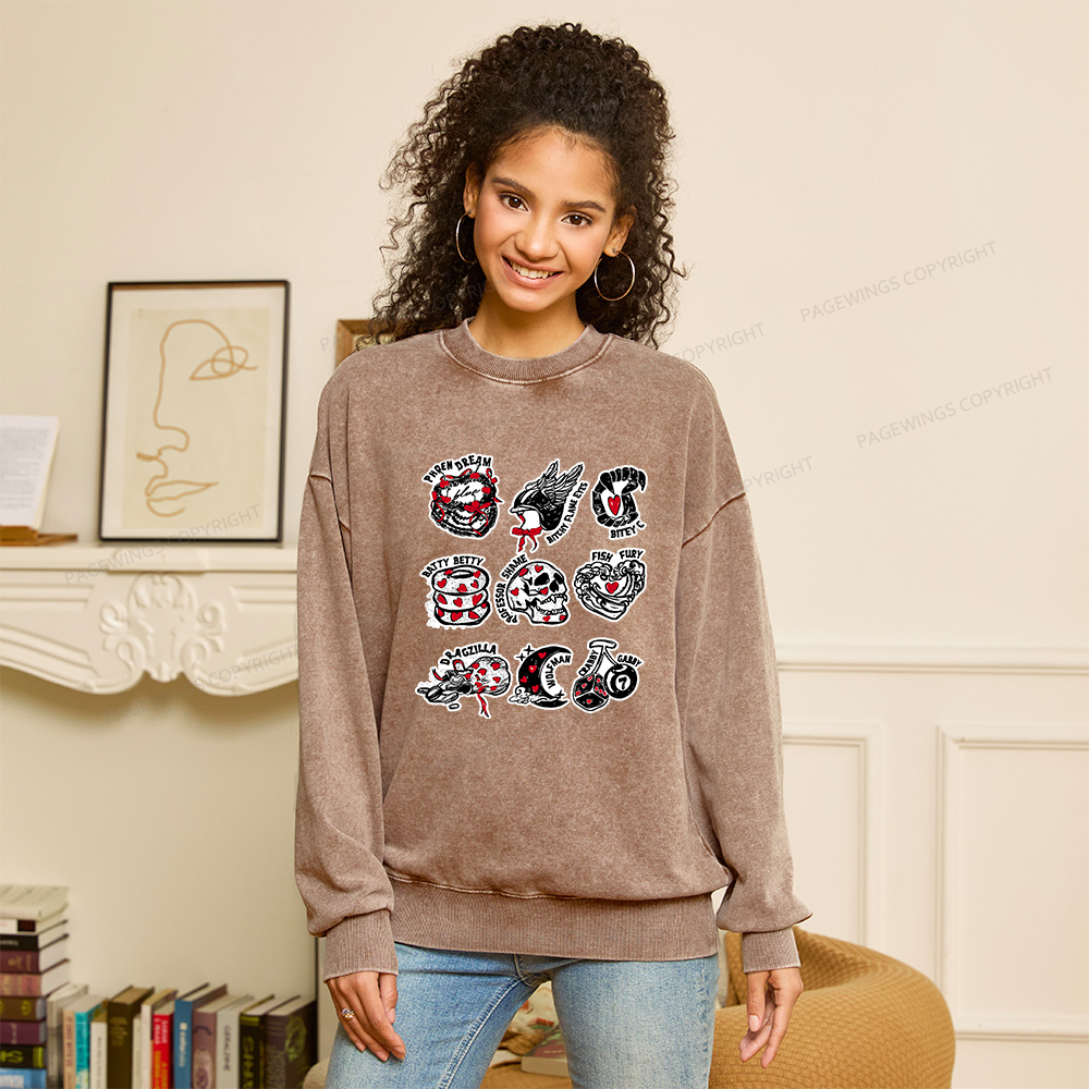 Pagewings Fantasy Bookish Unisex Washed Sweatshirt