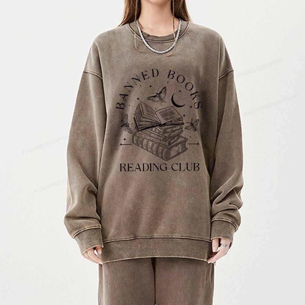 Pagewings Banned Book Reading Club Shirt Unisex Washed Sweatshirt