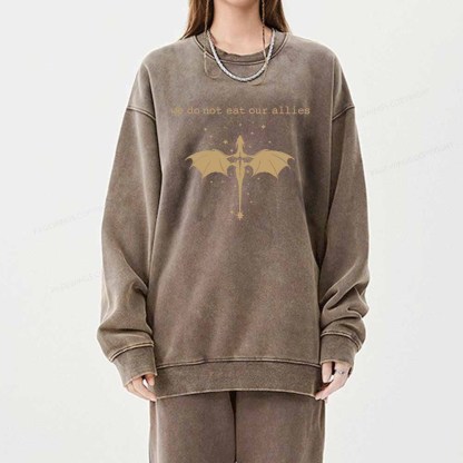 Pagewings We Do Not Eat Our Allies Unisex Washed Sweatshirt